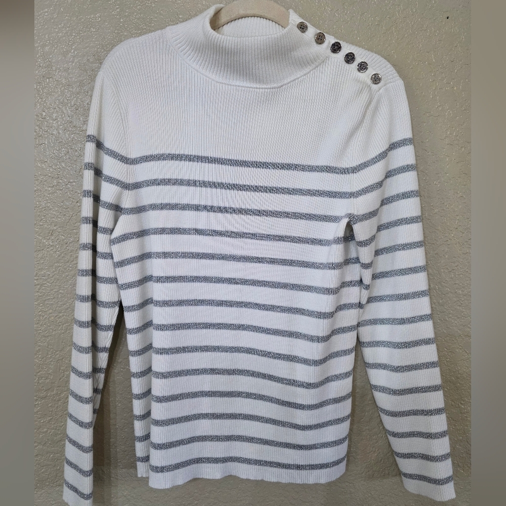 Ralph Lauren Striped Sweater with Button Detail